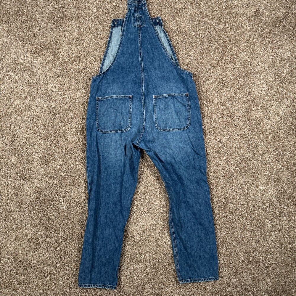 Gap Denim Overalls Womens M Crop Slouch Blue Denim Relaxed Bib Pocket Casual - Picture 7 of 8